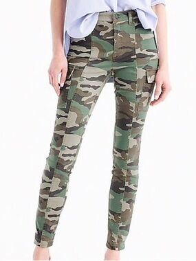 J.Crew Vintage Straight Cargo Pants Size 28P Camo J7311 Twill Ankle Stretch